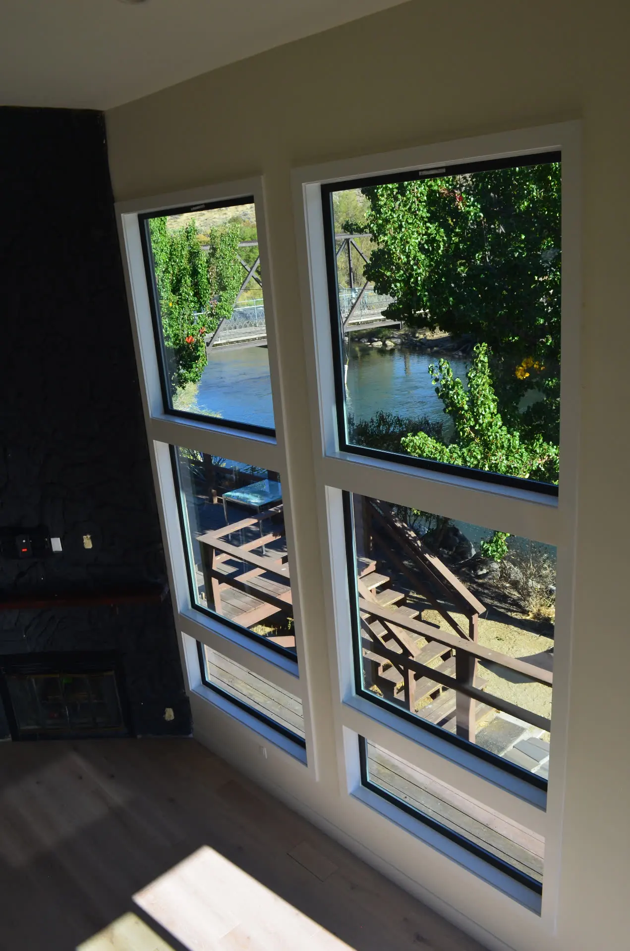 Commercial window being cleaned by a Prestige technician